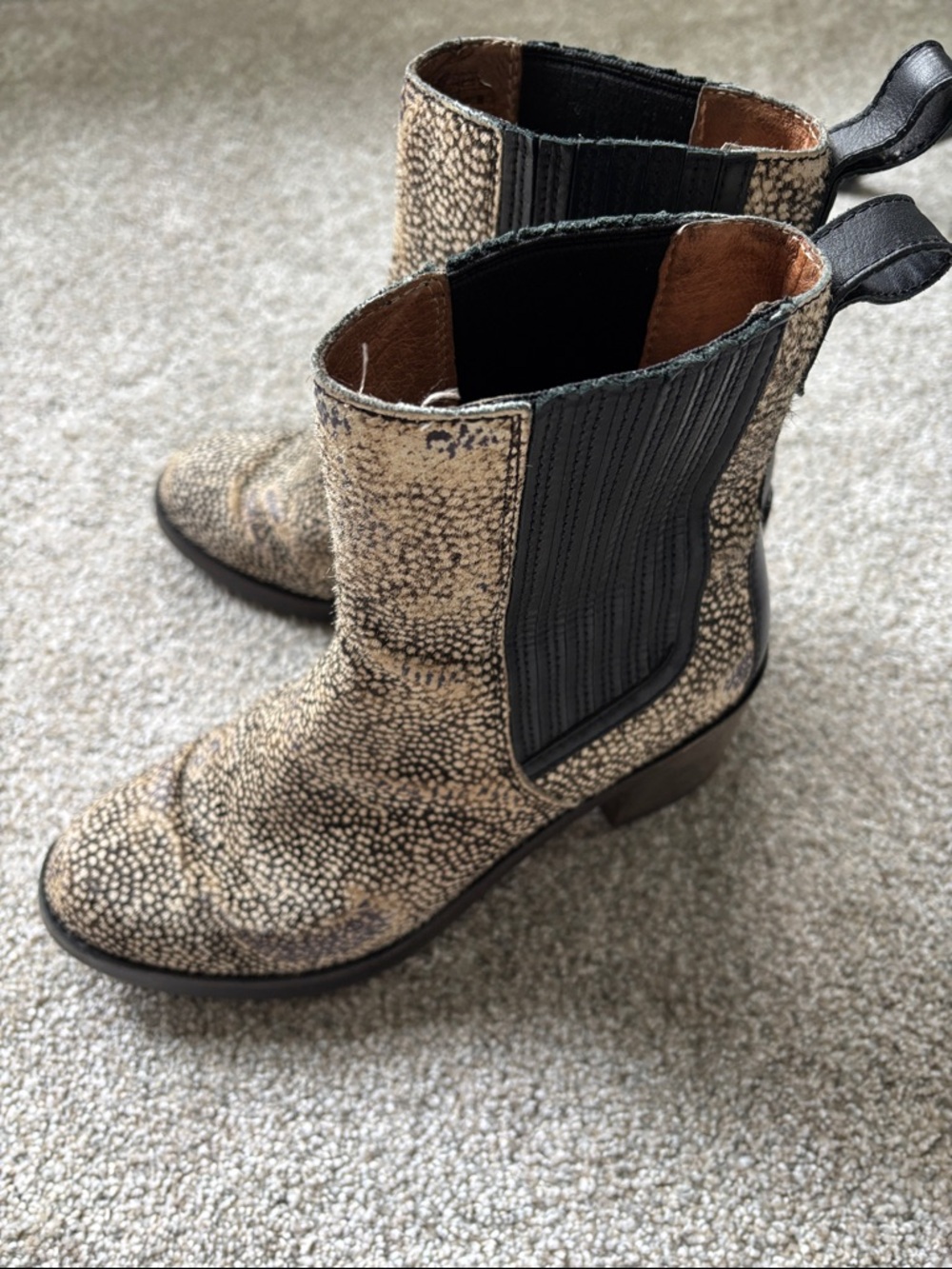 UGG Speckled Tan Chelsea Ankle Boots with Black Elastic